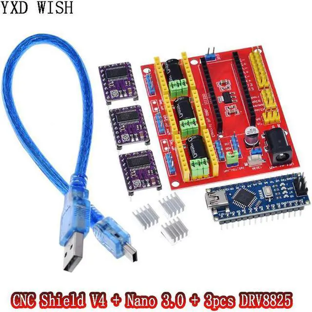 Main image of Kit de pilote Stepper CNC pour NANO 3.0 CNC shield V4, Machine à graver, imprimante 3D + DRV8825, moteur Stepper, carte d'extension