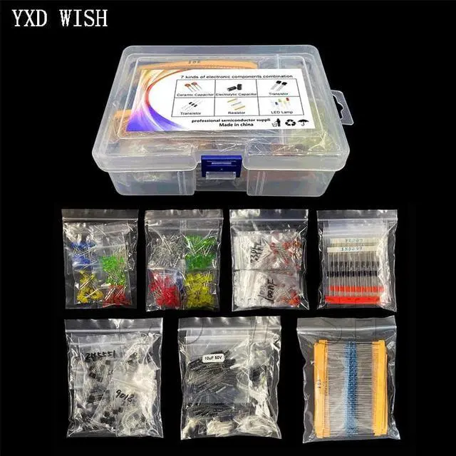 Alt view image 2 of 4 - Kit d'assortiment, résistance de film métallique, pack composants électroniques, diodes, LED, condensateur électrolytique, ensemble transistor céramique, idéal pour le bricolage DIY,