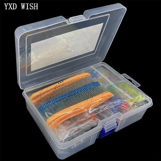 Alt view image 3 of 4 - Kit d'assortiment, résistance de film métallique, pack composants électroniques, diodes, LED, condensateur électrolytique, ensemble transistor céramique, idéal pour le bricolage DIY,