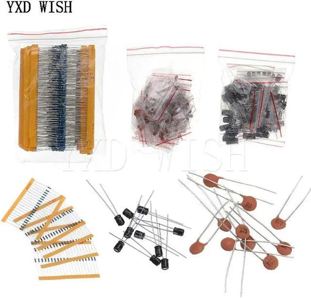 Alt view image 4 of 4 - Kit d'assortiment, résistance de film métallique, pack composants électroniques, diodes, LED, condensateur électrolytique, ensemble transistor céramique, idéal pour le bricolage DIY,