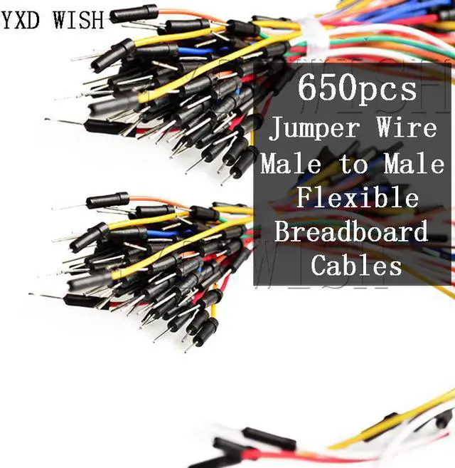 Main image of Câbles de saut mâle à mâle, 650 pièces, pour planche à pain Arduino, sans soudure, Flexible