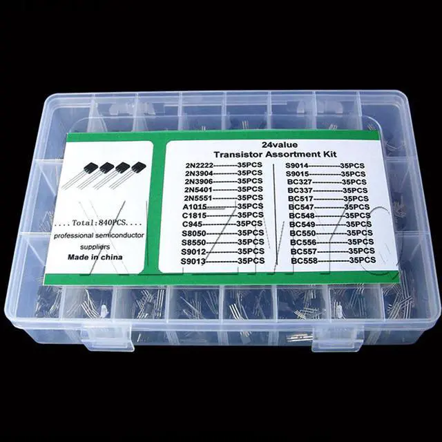 Alt view image 2 of 4 - Kit d'assortiment de Transistors 24 valeurs TO-92, 840 pièces, BC327 BC337 BC547, Pack de Transistors PNP/NPN 2N2222 3904 3906 C945
