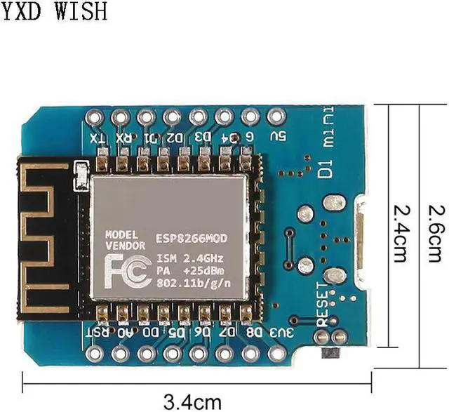 Alt view image 2 of 4 - Mini carte de développement WiFi Micro USB 3.3V avec broche, lot de 6 pièces, ESP8266 ESP-12 WeMos D1 petit module,