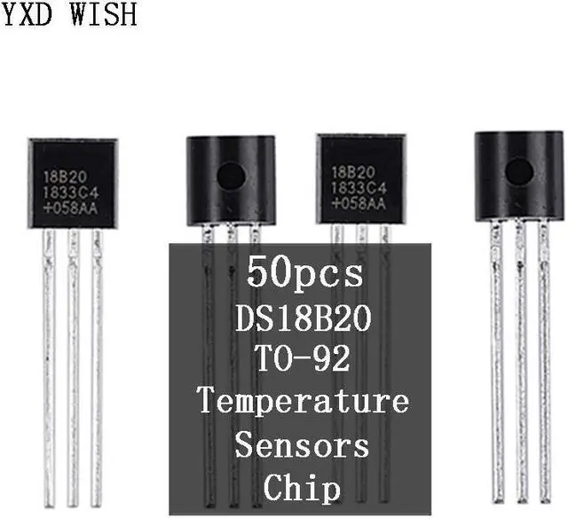 Main image of Capteur électronique DS18B20 à-92, 50 pièces, puce 18B20, capteur de température IC 18B20, Kit de bricolage