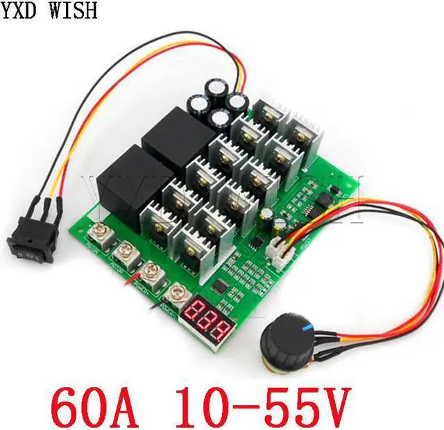 Main image of Module de contrôleur de vitesse PWM 60A 10-55V, affichage numérique, inversion avant 0 ~ 100%, moteur réglable cc 12V 24V 36V 48V MAX 100A