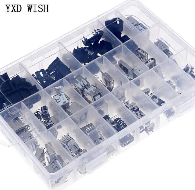 Alt view image 3 of 4 - Kit de connecteurs de prise USB, 119 pièces/boîte, Micro / Mini/USB, tête mâle et femelle avec étui en plastique, ensemble de bricolage