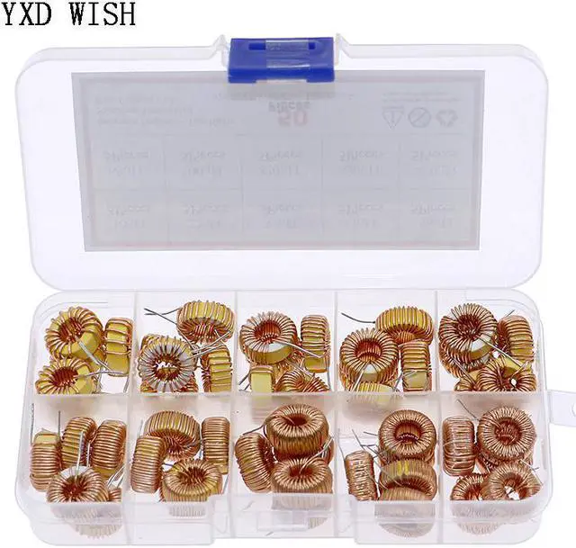 Alt view image 3 of 4 - 50pcs Noyau toroïdal Inducteur Kit 10uH 22uH 33uH 47uH 56uH 68uH 100uH 220uH 330uH 470uH Inducteurs Ensemble Magnétique D'enroulement D'inductance