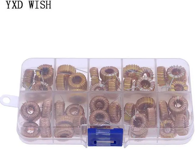 Alt view image 2 of 4 - 50pcs Noyau toroïdal Inducteur Kit 10uH 22uH 33uH 47uH 56uH 68uH 100uH 220uH 330uH 470uH Inducteurs Ensemble Magnétique D'enroulement D'inductance