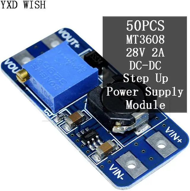 Main image of Module d'alimentation élévateur MT3608 DC-DC, 50 pièces, convertisseur, Booster, DC, sortie maximale 28V 2a
