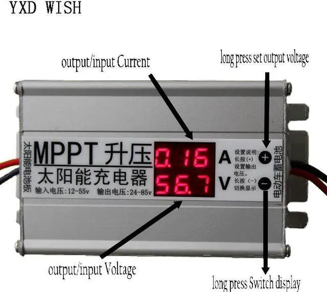 Main image of Contrôleur de charge de panneau solaire MPPT, Booster réglable 24V 36V 48V 60V 72V, régulateur de tension de charge de batterie