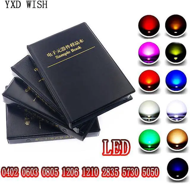 Main image of Livre d'échantillons de diodes LED SMD, 0402 0603 0805 1206 1210 2835 5730 5050, rouge/vert/bleu/blanc/jaune/blanc chaud/Orange/violet/bleu glacé