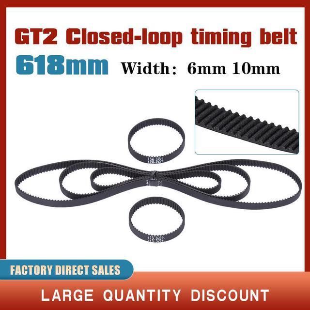 GT2 Closed Loop Timing Belt Rubber 618mm 2GT width 6mm 10mm GT2