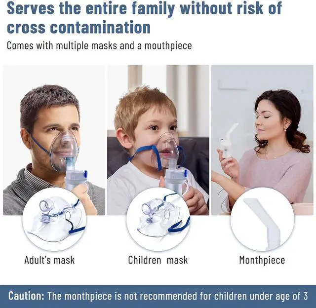 Alt view image 4 of 7 - Four E's Scientific Mini Nebulizer: Personal-Use Steam Inhaler Cool Mist Compressor Device for Kids & Adults for Home, Car & Travel