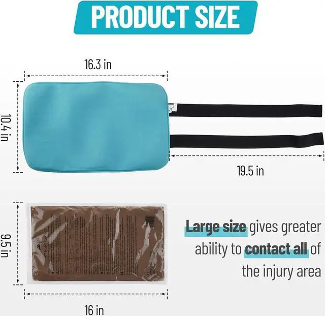 Alt view image 2 of 7 - Reusable Clay Ice Pack 9.5"x16", Hot Cold Pack with Removable Soft Fabric Cover | Adjustable Velcro Strap for Injuries - Back, Neck, Knee, Shoulder and Hip Pain Relief