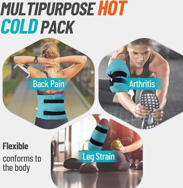 Alt view image 7 of 7 - Reusable Clay Ice Pack 9.5"x16", Hot Cold Pack with Removable Soft Fabric Cover | Adjustable Velcro Strap for Injuries - Back, Neck, Knee, Shoulder and Hip Pain Relief