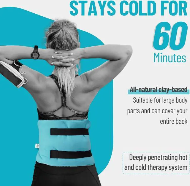 Alt view image 5 of 7 - Reusable Clay Ice Pack 9.5"x16", Hot Cold Pack with Removable Soft Fabric Cover | Adjustable Velcro Strap for Injuries - Back, Neck, Knee, Shoulder and Hip Pain Relief