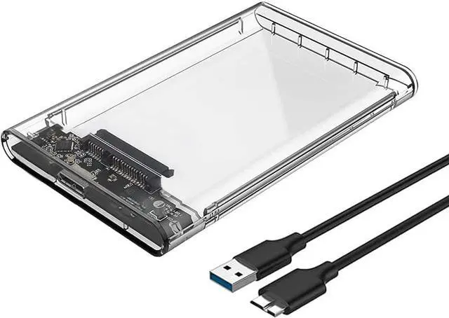 Main image of 2.5" External Hard Drive Enclosure, SATA to USB 3.0 Tool-Free Clear for 2.5 Inch SSD & HDD 9.5mm 7mm External Hard Drive Case Supports UASP SATA