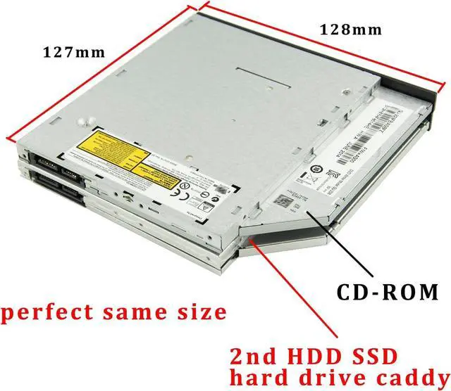 Alt view image 3 of 7 - Universal 9.5mm SATA to SATA 3nd SSD HDD Hard Drive Caddy Adapter Tray Enclosures for DELL HP Lenovo ThinkPad Samsung Laptop