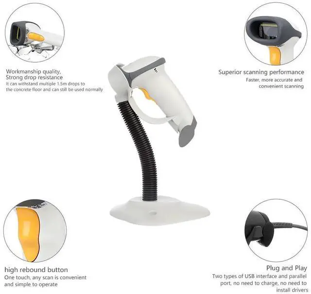 Alt view image 6 of 7 - LS2208-SR20001R-NA USB Cable 1D Handheld Barco de Reader W/Stand US Stock