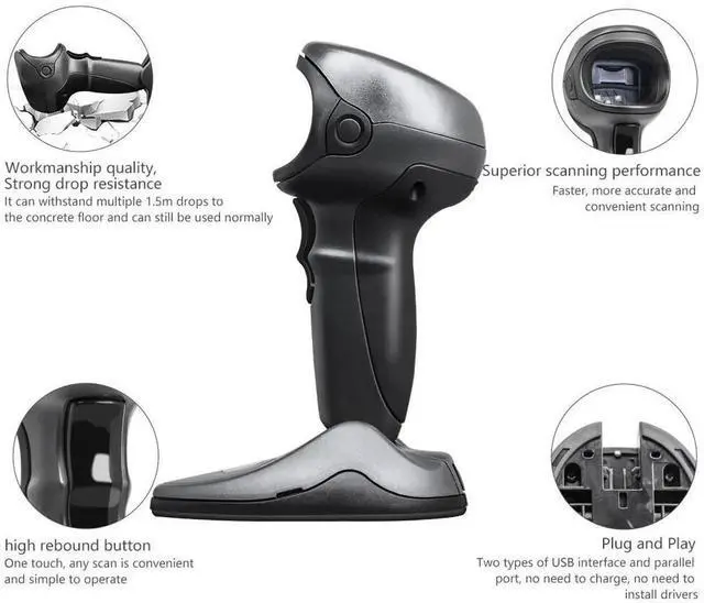 Alt view image 2 of 7 - Zebr,a Motorol,a Symbol DS9808-SR00007NNWR 1D/2D Barco,de Scanne,r with USB Cable