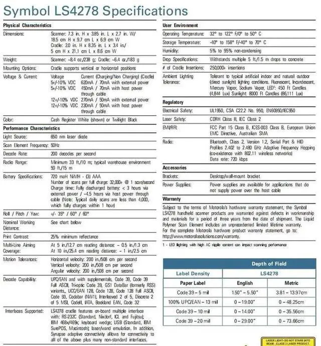 Alt view image 3 of 3 - Moto,rola Sym,bol LS4278-SR20007ZZWR Bluetooth Wireless Barco,de Scann,er With Cradle