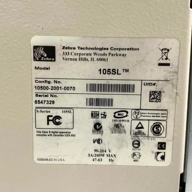 Alt view image 2 of 7 - Ze bra 105SL Thermal Transfer Industrial Label Printer 10500-2001-0070 Serial Parallel, Bundle with Power Cable