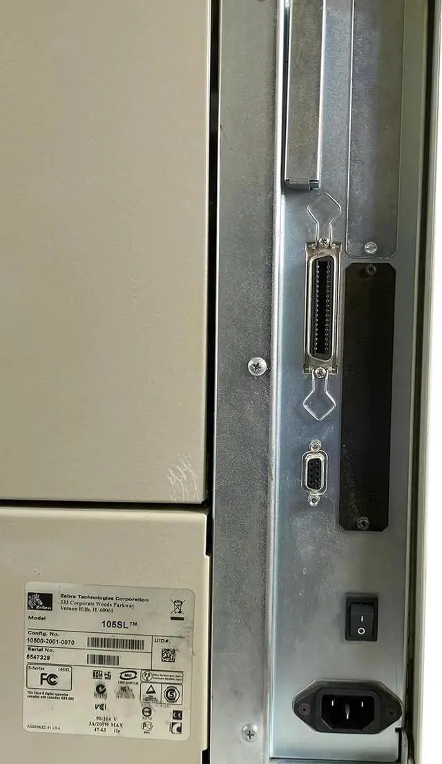 Alt view image 6 of 7 - Ze bra 105SL Thermal Transfer Industrial Label Printer 10500-2001-0070 Serial Parallel, Bundle with Power Cable