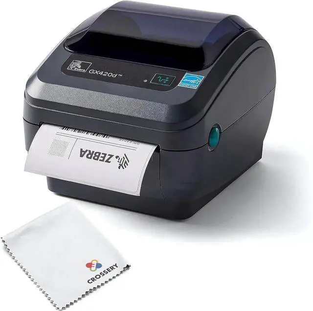 Main image of Ze bra GX420D Thermal Label Printer - Complete Bundle Includes Ze bra Label Printer GX420D Direct Thermal Receipt Bar code Printer and Microfiber Cleaning Cloth