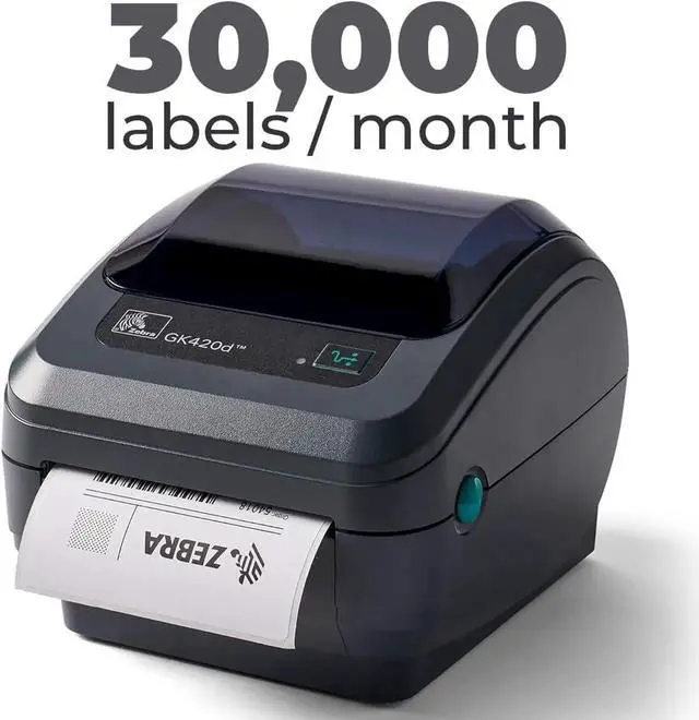 Alt view image 3 of 6 - Ze bra GK420d Direct Thermal Label Printer Bundle - Includes Ze bra Bar code Label Thermal Printer, USB-B Cable and Cleaning Cloth - Monochrome Desktop Printer for USPS, Ethernet Connectivity