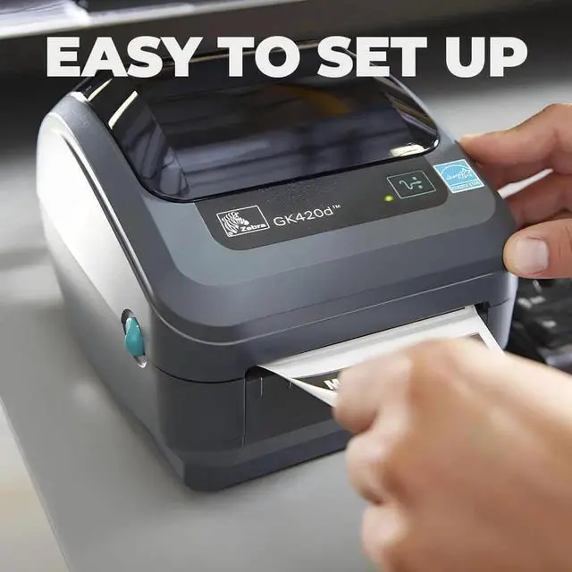 Alt view image 6 of 6 - Ze bra GK420d Direct Thermal Label Printer Bundle - Includes Ze bra Bar code Label Thermal Printer, USB-B Cable and Cleaning Cloth - Monochrome Desktop Printer for USPS, Ethernet Connectivity