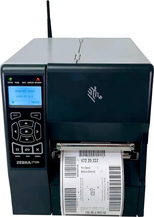 Alt view image 7 of 7 - Ze bra ZT230 Industrial Thermal Transfer Bar code Label Printer Wireless LAN USB ZT23042-T01200FZ, Bundle with Power Cord and USB Cable