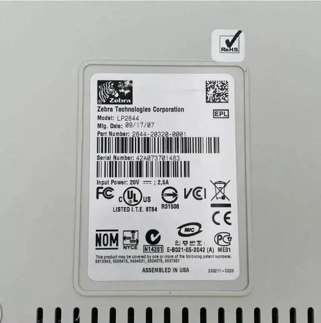 Alt view image 4 of 5 - Ze bra LP2844 Direct Thermal Label Bar code Printer USB Serial Parallel 2844-20320-0001, Bundle with AC Adapter