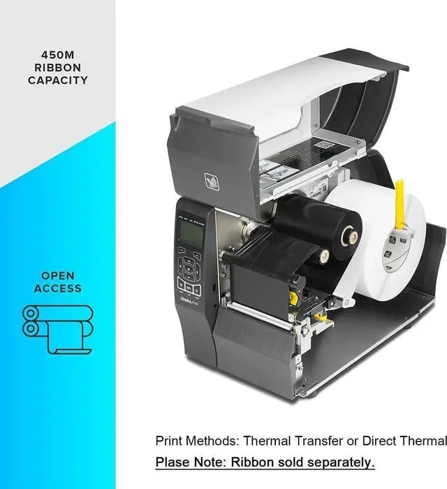 Alt view image 2 of 3 - Ze bra ZT230 300 dpi Thermal Transfer and Direct Thermal Industrial Label Printer, ZT23043-T01200FZ - Ethernet, Serial and USB Connectivity - 4" Print Width, 6 IPS, Monochrome Bar code Printer