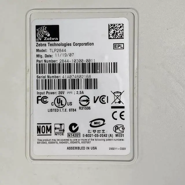 Alt view image 7 of 7 - Ze bra TLP 2844 Thermal Transfer Label Printer 2844-10300-0011 USB, Bundle with AC Adapter