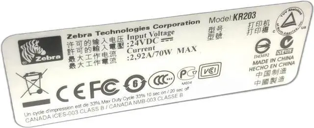 Alt view image 2 of 5 - Ze bra Technologies Ze bra Kr203 Direct Thermal Printer - Monochrome - Wall Mount - Receipt Print - 3.30 Print Width