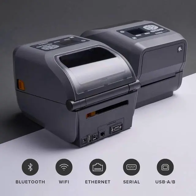 Alt view image 2 of 7 - Ze bra ZD620t Thermal Transfer Desktop Printer with LCD Screen 203 dpi Print Width 4 in WiFi Bluetooth USB Serial Ethernet ZD62142-T01L01EZ