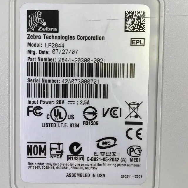 Alt view image 5 of 7 - Ze bra LP2844 Direct Thermal Label Bar code Printer USB Serial Parallel 2844-20300-0021, Bundlle with AC Adapter