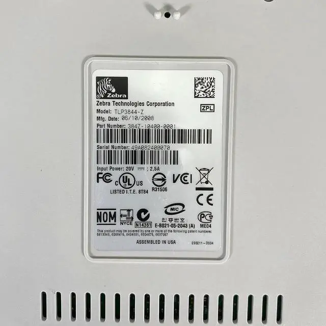Alt view image 2 of 7 - Ze bra TLP3844-Z Thermal Transfer Label Printer 300Dpi USB LAN 384Z-10400-0001 with Power Supply