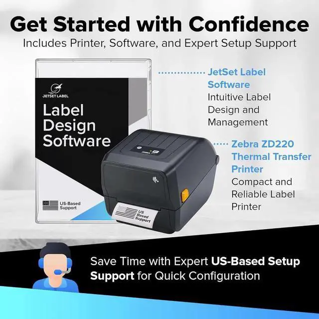 Alt view image 3 of 6 - Ze bra ZD220 Thermal Transfer & Direct Thermal | 203 DPI | ZD22042-T01G00EZ | USB Connectivity | Standard EZPL | 4 in Width | Includes Jet Set Software