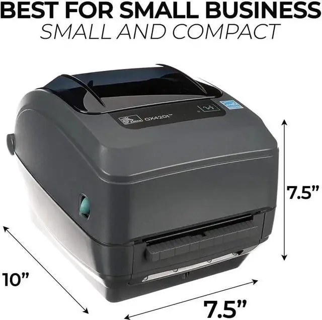 Alt view image 2 of 6 - Ze bra Label Printer GX420T Direct Thermal Desktop Printer Bundle for Small Business - Includes Ze bra GX 420t Label Printer (GX42-102510-150), USB-A Cable and Microfiber Cloth