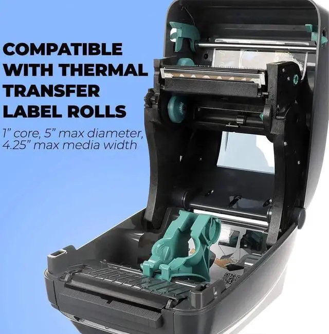 Alt view image 4 of 6 - Ze bra Label Printer GX420T Direct Thermal Desktop Printer Bundle for Small Business - Includes Ze bra GX 420t Label Printer (GX42-102510-150), USB-A Cable and Microfiber Cloth