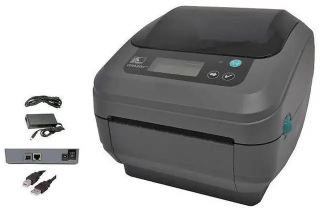 Main image of Ze bra GX420D Desktop Bar code and Shipping Label Printer, USB - Ethernet - Serial Interfaces, 4 Inch, Direct Thermal, with Power Supply
