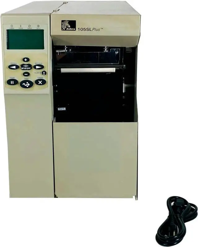 Alt view image 3 of 6 - Ze bra 105SL Plus Thermal Transfer Label Printer Peeler Rewinder LAN USB Serial 102-801-00250-05, Bundle with Power Cable