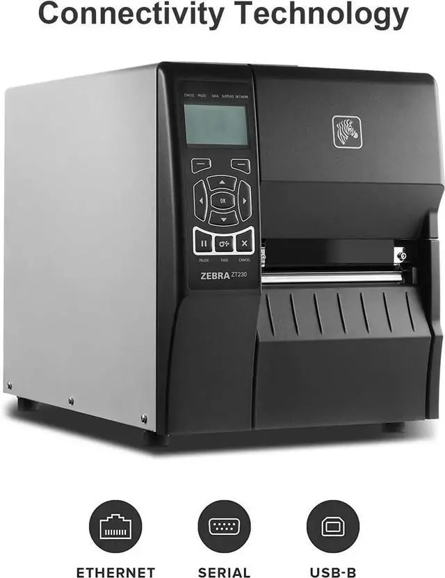 Alt view image 4 of 5 - Ybpitt Ze bra ZT230 Thermal Transfer and Direct Thermal Industrial Label Printer with Ethernet, Serial, USB Connectivity - 4" Print Width, 203 DPI, 6 IPS, Monochrome Bar code - ZT23042-T