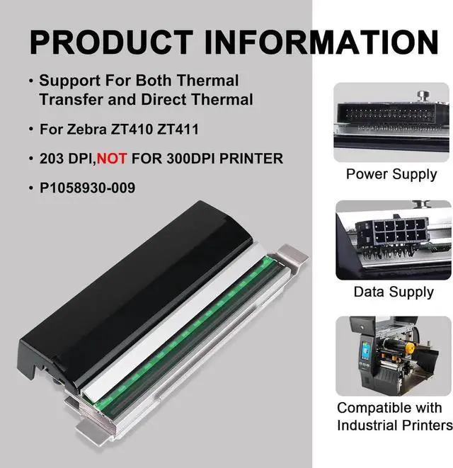 Alt view image 2 of 5 - P1037974-010 ZT230 Thermal Printhead 203DPI for Ze bra ZT200 ZT210 ZT220 ZT230 Label Printers