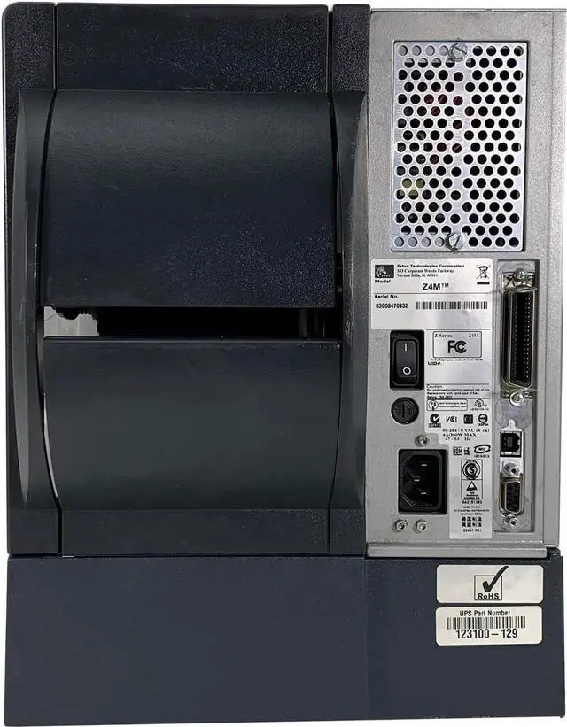 Alt view image 2 of 7 - Ze bra Z4M Plus DT UPS Direct Thermal Label Printer Peel Rewind USB Serial, Bundle with Power Cord