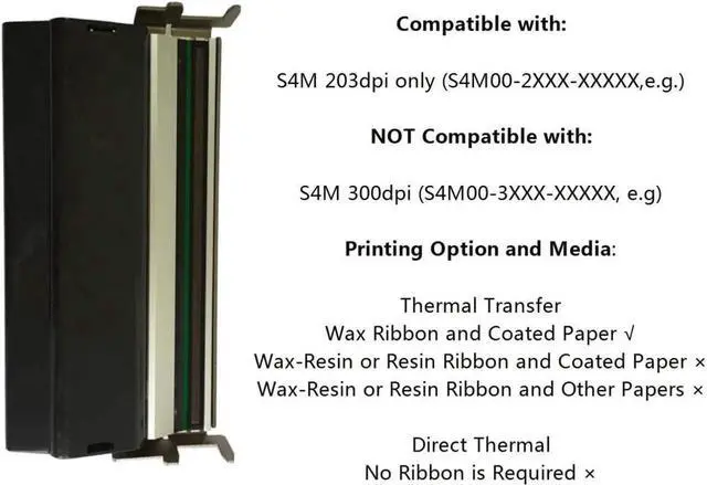Alt view image 4 of 6 - Print Head Printhead For Ze bra S4M Label Printer 203dpi G41400M KPA-104-8MTA4-ZB4