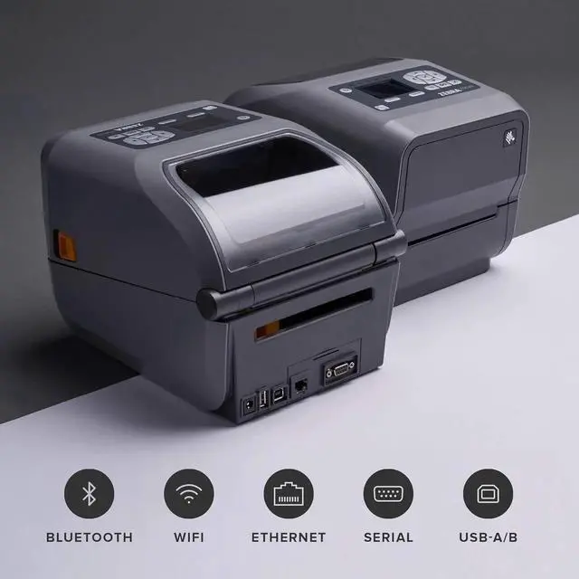 Alt view image 4 of 7 - Ze bra ZD620t Thermal Transfer Desktop Printer with LCD Screen 300 dpi Print Width 4 in WiFi Bluetooth USB Serial Ethernet ZD62143-T01L01EZ