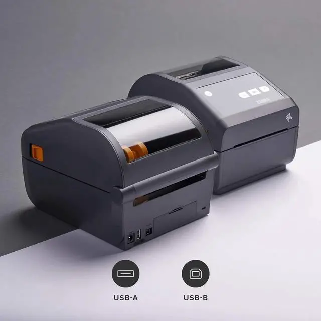 Alt view image 2 of 3 - Genuine Ze bra ZD420d Direct Thermal Desktop Printer 203 dpi Print Width 4 in USB ZD42042-D01000EZ