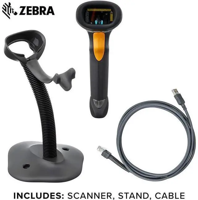 Alt view image 4 of 7 - Ze,bra LS2208 Series Corded Handheld Standard Range Laser Scan,ner Kit with Stand